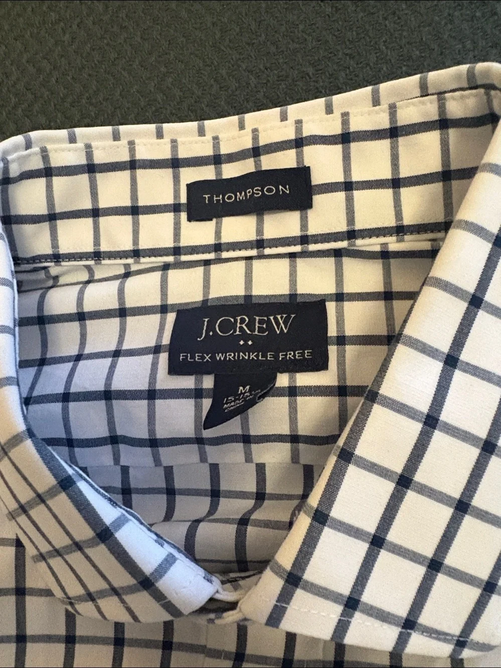 J. Crew White & Navy Windowpane Dress Shirt